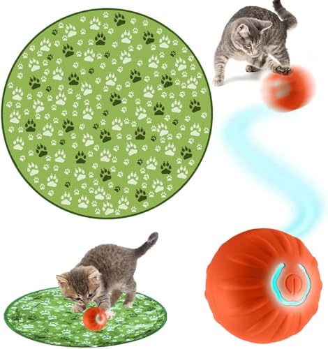 ZeiLaBang Kakadi Interaktives Katzenspielzeug Matte,2 in 1 Simuliertes Interaktives Jagd Katzenspielzeug,mit Katzenspielzeug Ball Elektrisch,Jagd Katze Matte Spielzeug,Katzenspielzeug Elektrisch von ZeiLaBang Kakadi