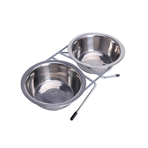 Pet Automatic Feeder + Waterer For Cat Stainless Steel Bowl Anti-Leak Water Fountain 2 In 1 Pet Tableware Dog Water Feed Bowl von Zeizafa