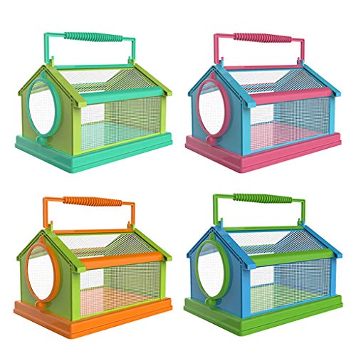 Tierhalter mit Griff, leicht zu beobachten, tragbares Kunststoff-Terrarium für Eidechsen, Frösche, Käfig, Vogelhäuschen, Futterspender, Kits für Kinder zum Bauen von Zeizafa