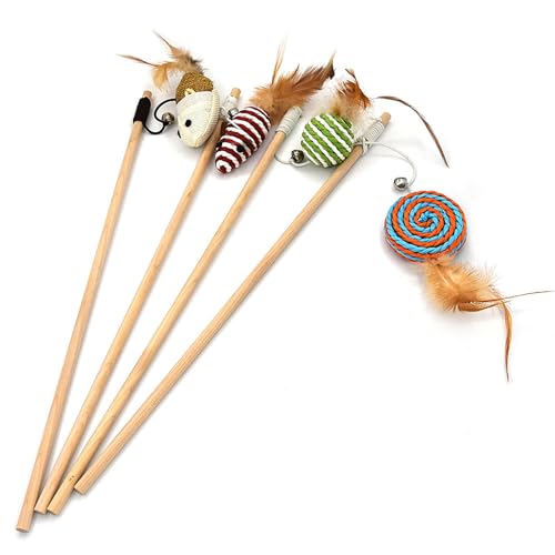Zeizafa Cat Stick Toy With Cat Interactive Toy Funny Cat Stick Kitten Teaser Wand Teaser Self playing Tumbler Cat Scratcher Cat Stick Toy For Indoor Cats von Zeizafa