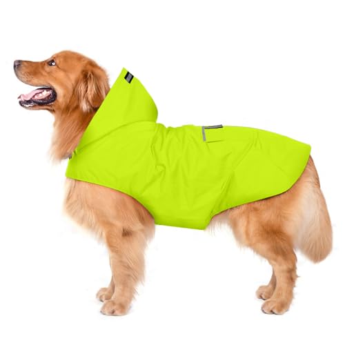Zellar Hunderegenmantel mit Kapuze & Kragenloch & sicheren reflektierenden Streifen, ultraleichte atmungsaktive 100% wasserdichte Regenjacke mittelgroße Hunde von Zellar