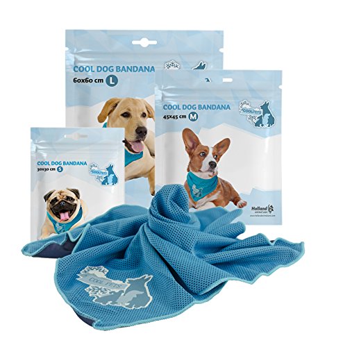 Coolpets Cooling Bandana - Hund Kühlung - Kühlung Halsband - Kühlendes Bandana für Hunden - Einfach zu bedienen - blau - Large von Coolpets