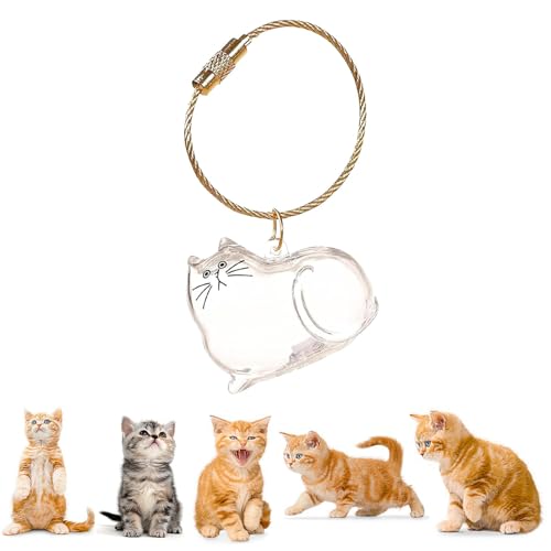 Zengjunwei Katzenhaar-Schlüsselanhänger, Cat Hair Memorial Capsules Schlüsselbund, Transparente Katzenhaarspeicherbox, Pet Haar Erinnerungsbox Zum Aufsammeln Tierhaaren (A) von Zengjunwei
