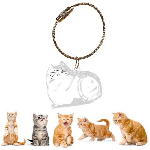 Zengjunwei Katzenhaar-Schlüsselanhänger, Cat Hair Memorial Capsules Schlüsselbund, Transparente Katzenhaarspeicherbox, Pet Haar Erinnerungsbox Zum Aufsammeln Tierhaaren (B) von Zengjunwei