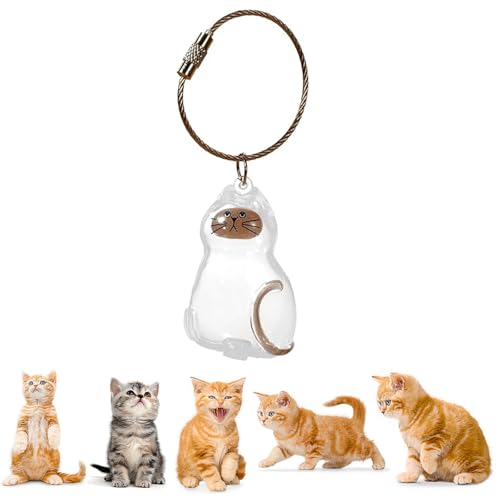 Zengjunwei Katzenhaar-Schlüsselanhänger, Cat Hair Memorial Capsules Schlüsselbund, Transparente Katzenhaarspeicherbox, Pet Haar Erinnerungsbox Zum Aufsammeln Tierhaaren (D) von Zengjunwei