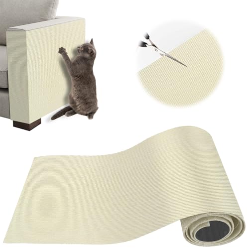 ZenithyrEn Kratzschutz für Katzen, selbstklebend, 100 x 30 cm, wiederverwendbar und zuschneidbar, ideal für Sofas, Möbel und Wände, einfach anzubringen (Beige) von ZenithyrEn