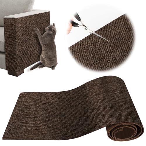 ZenithyrEn kratzmatte Katze, kratzmatte selbstklebend, 100 x 30 cm, wiederverwendbar und zuschneidbar, ideal für Sofas, Möbel und Wände, einfach anzubringen, Sisal und Teppich (Braun) von ZenithyrEn