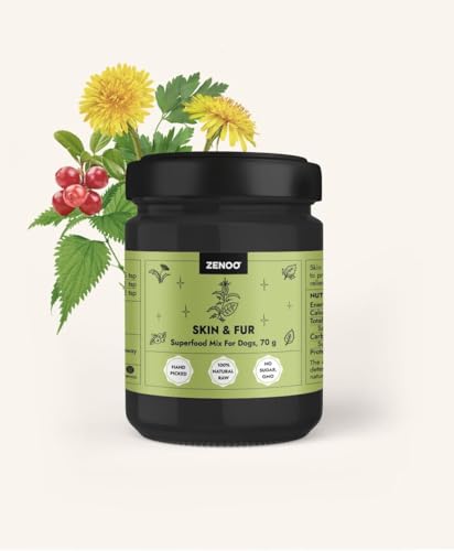 ZENOO Haut & Fell Superfood Mix für Hunde: Natürliche Nahrungsergänzung mit Brennnessel, Löwenzahn & Preiselbeeren - Allergie & Hautpflege – 70g ZENOO Haut & Fell Superfood Mix für Hunde: Natürliche Nahrungsergänzung mit Brennnessel, Löwenzahn & Preiselbeeren - Allergie & Hautpflege – 70g von Zenoo