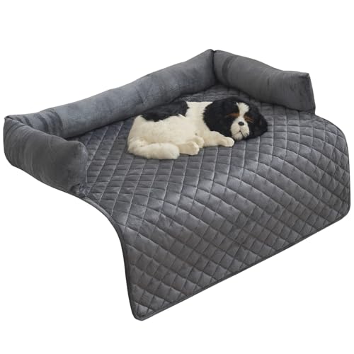 Zentaurus Großes Hundebett, Hundebett für mittelgroße und große Hunde, Matratze für große Hunde, waschbarer Sofabezug (Dunkelgrau, 75 x 120 cm) von Zentaurus