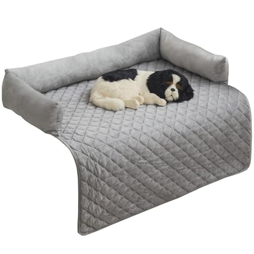 Zentaurus - Großhundbett - Hundebett - für mittlere bis große Hunde - Matratze für große Hunde - Sofabezug waschbar (hellgrau, 75x120cm) von Zentaurus