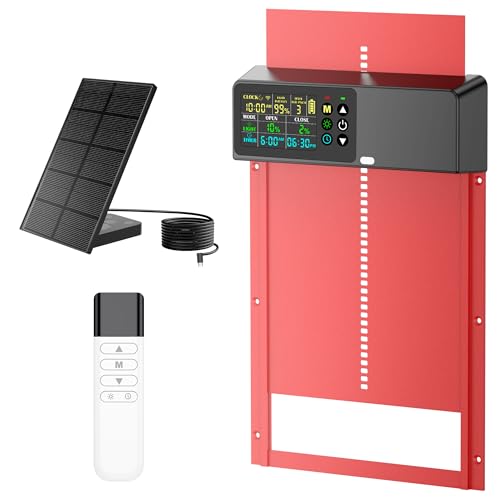 ZenxyHoC Automatische Hühnerklappe Solar mit Fernbedienung, 4 Modi Aluminum Hühnerstall Tür mit LCD Farbdisplay von ZenxyHoC
