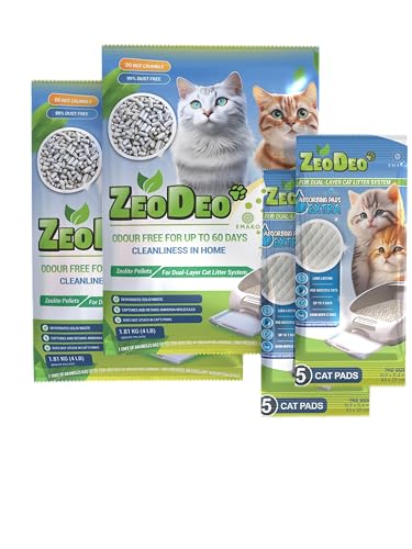 ZeoDeo 3.6 kg + 10 EXTRA Pads - Natürliche Zeolith-Katzenstreu-Pellets für Zweischicht-Katzenstreu-Systeme ZeoDeo 3.6 kg + 10 EXTRA Pads - Natürliche Zeolith-Katzenstreu-Pellets für Zweischicht-Katzenstreu-Systeme von ZeoDeo