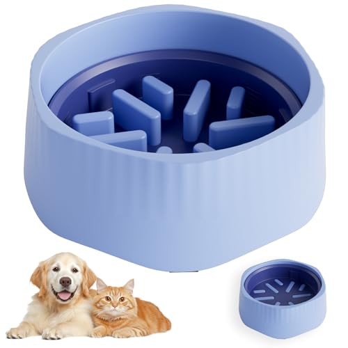 Zephyra 2-in-1 Anti-Schling-Hundenapf für Mittelgroße Hunde und Katzen,Slow Feeder Napf mit Drehbarem Design,Futterstation für Langsames und Normales Fressen,Fördert Gesunde Verdauung（Blau） von Zephyra
