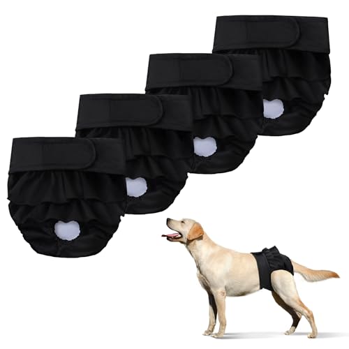 4 Stück Hundewindeln für Hündinnen, Wiederverwendbare Hundewindeln, Hochsaugfähige und Verstellbare Läufigkeitshose für Hündinnen, Umweltfreundliche Damenbinden Höschen für weibliche Haustiere von Zepphi