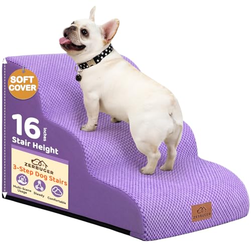 Zerbuger 3-stufige Hundetreppe für kleine Hunde, 40,6 cm hoch, gebogene Haustiertreppe für alte/verletzte Hunde, Katzen, Kletterbett, Stuhl oder Couch, Premium-Schaumstoff, rutschfeste Rampe für Zerbuger 3-stufige Hundetreppe für kleine Hunde, 40,6 cm hoch, gebogene Haustiertreppe für alte/verletzte Hunde, Katzen, Kletterbett, Stuhl oder Couch, Premium-Schaumstoff, rutschfeste Rampe für von Zerbuger