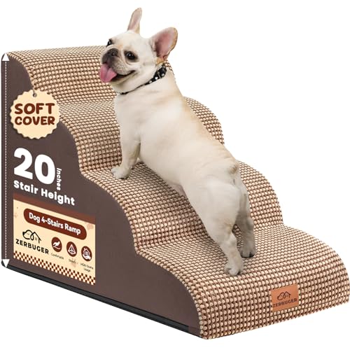 Zerbuger 4-stufige Hundetreppe für Hochbett, 50,8 cm hoch, gebogene Haustiertreppe für alte/verletzte Hunde, Katzen, Kletterbett, Stuhl oder Couch, Premium-Schaumstoff, rutschfeste Hunderampe für den Zerbuger 4-stufige Hundetreppe für Hochbett, 50,8 cm hoch, gebogene Haustiertreppe für alte/verletzte Hunde, Katzen, Kletterbett, Stuhl oder Couch, Premium-Schaumstoff, rutschfeste Hunderampe für den von Zerbuger
