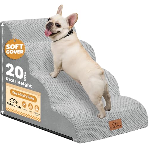 Zerbuger 4-stufige Hundetreppe für Hochbett, 50,8 cm hoch, gebogene Haustiertreppe für alte/verletzte Hunde, Katzen, Kletterbett, Stuhl oder Couch, Premium-Schaumstoff, rutschfeste Hunderampe für Zerbuger 4-stufige Hundetreppe für Hochbett, 50,8 cm hoch, gebogene Haustiertreppe für alte/verletzte Hunde, Katzen, Kletterbett, Stuhl oder Couch, Premium-Schaumstoff, rutschfeste Hunderampe für von Zerbuger