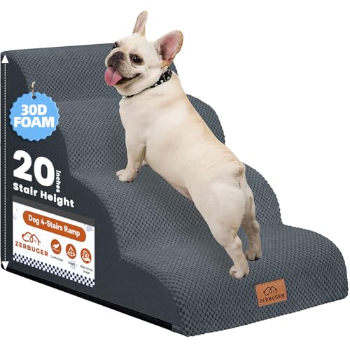 Zerbuger 4-stufige Hundetreppe für Hochbett, 50,8 cm hoch, gebogene Haustiertreppe für alte/verletzte Hunde, Katzen, Kletterbett, Stuhl oder Couch, Premium-Schaumstoff, rutschfeste Hunderampe für Zerbuger 4-stufige Hundetreppe für Hochbett, 50,8 cm hoch, gebogene Haustiertreppe für alte/verletzte Hunde, Katzen, Kletterbett, Stuhl oder Couch, Premium-Schaumstoff, rutschfeste Hunderampe für von Zerbuger