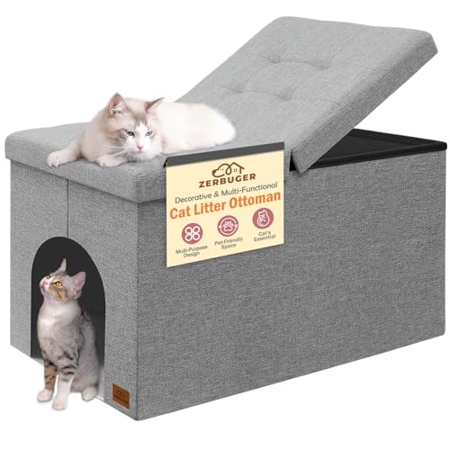 Zerbuger Hellgrau Katzentoilette Gehäuse Möbel Versteckte Katzentoilette Möbel Ottomane Extra Groß Klappdeckel Katze Waschraum Bank Aufbewahrungsschrank Hundesicher Einfache Montage Zerbuger Hellgrau Katzentoilette Gehäuse Möbel Versteckte Katzentoilette Möbel Ottomane Extra Groß Klappdeckel Katze Waschraum Bank Aufbewahrungsschrank Hundesicher Einfache Montage von Zerbuger