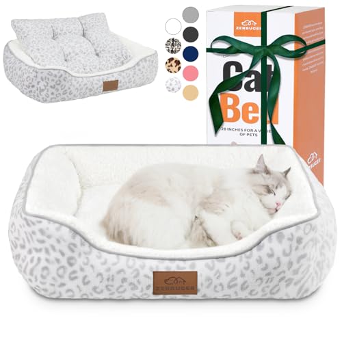 Zerbuger Hundebett für kleine Hunde, 63,5 cm, waschbar, rechteckig, Geschenk für Welpen und Kätzchen, extra weich, beruhigendes Hundebett mit rutschfester Unterseite, Weiß von Zerbuger