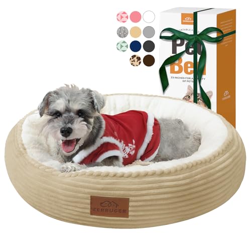 Zerbuger Katzenbett, 50,8 cm großes Hundebett für kleine Hunde, beruhigendes Katzen- und Hundebett für Haustiere, Haustierbett, bequem, Donut-Form, ultraweich, Kamelfarben, 58,4 x 58,4 x 16,5 cm (L x Zerbuger Katzenbett, 50,8 cm großes Hundebett für kleine Hunde, beruhigendes Katzen- und Hundebett für Haustiere, Haustierbett, bequem, Donut-Form, ultraweich, Kamelfarben, 58,4 x 58,4 x 16,5 cm (L x von Zerbuger