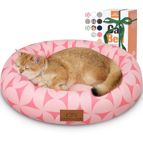 Zerbuger Katzenbett, 50,8 cm großes Hundebett für kleine Hunde, beruhigendes Katzen- und Hundebett für Haustiere, Haustierbett, bequem, Donut-Form, ultraweich, rosa Muster, 50,8 x 50,8 x 16,5 cm (L x Zerbuger Katzenbett, 50,8 cm großes Hundebett für kleine Hunde, beruhigendes Katzen- und Hundebett für Haustiere, Haustierbett, bequem, Donut-Form, ultraweich, rosa Muster, 50,8 x 50,8 x 16,5 cm (L x von Zerbuger