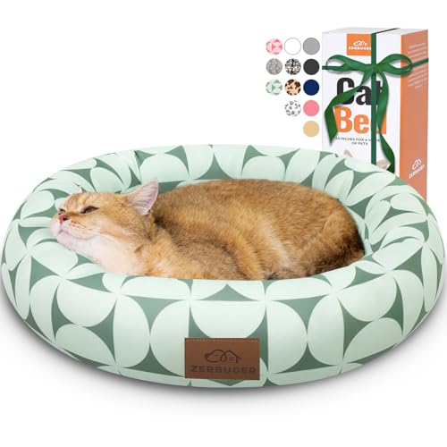 Zerbuger Katzenbett, 50,8 cm großes Hundebett für kleine Hunde, beruhigendes Katzen- und Hundebett für Haustiere, Haustierbett, bequem, Donut-Form, ultraweich (grünes Muster, 50,8 x 50,8 x 16,5 cm) Zerbuger Katzenbett, 50,8 cm großes Hundebett für kleine Hunde, beruhigendes Katzen- und Hundebett für Haustiere, Haustierbett, bequem, Donut-Form, ultraweich (grünes Muster, 50,8 x 50,8 x 16,5 cm) von Zerbuger