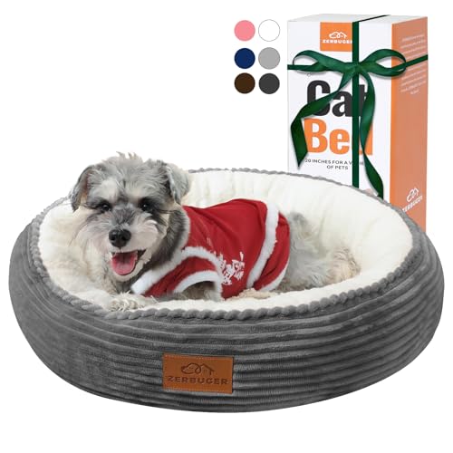 Zerbuger Rundes Katzen- und Hundebett für große, mittelgroße und kleine Hunde und Katzen, maschinenwaschbar, Schlafsofa, rutschfeste Unterseite, atmungsaktiv, weich, beruhigend, Haustier-Kuscheltier von Zerbuger