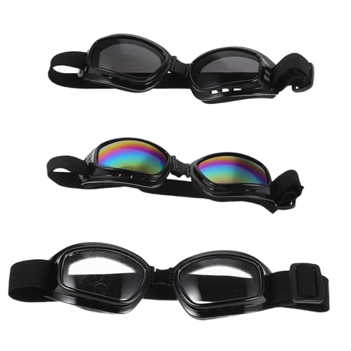 Zerodeko 3stücke Große Hundebrillen Uv-Schutz Sonnenbrillen Für Große Hunde Winddicht Verstellbarem Band Für Motorrad Autofahrten von Zerodeko