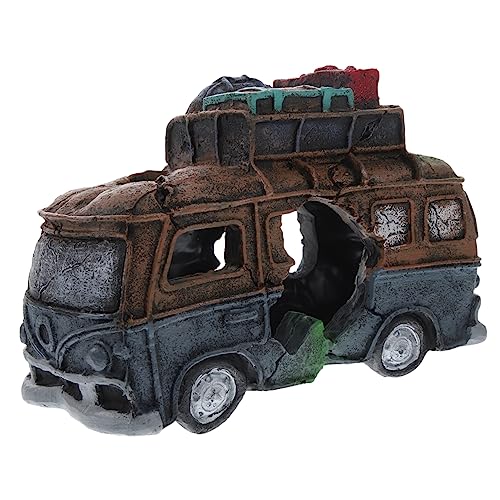 Zerodeko Aquarium Versteck Höhle Bus Form Fisch Tank Dekoration Aquarium Versteckhaus für Schildkröten Geeignet für Süß und Einfach zu Reinigen Versteck für Fische und Zufällige Farbe von Zerodeko