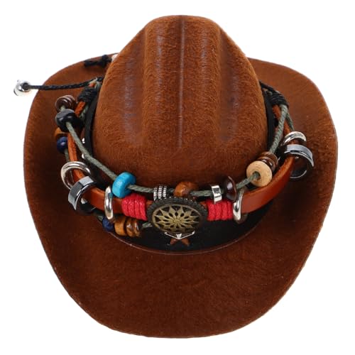Zerodeko Cowboy-Kostüm für Katzen Mini-Cowboyhüte zum Basteln Hund Cowboyhut Cowgirl-Hut Cowboy-Kostüm für Hunde Zubehör zum Aufhängen von Autospiegeln Cowboyhut-Dekorationen Polyester von Zerodeko