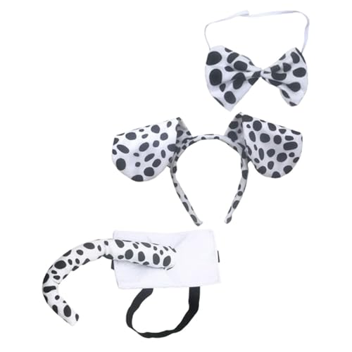 Zerodeko Niedliches Teiliges Hundekostüm Set mit Gepunktetem Animal Headband und Fliege Bequemes Stirnband für Tierpartys Vielseitig für Waschen Schminken Karneval und Verkleidungsspiele von Zerodeko