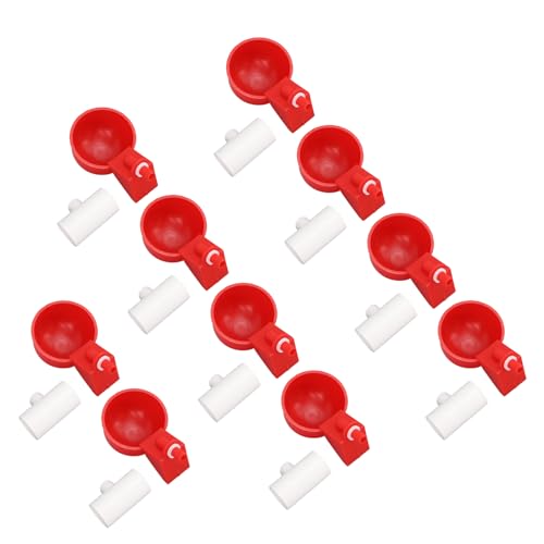 Zerodis 10 Stück Hühnerwasser-Futterbecher, Großer Automatischer Geflügel-Tränke-Set, Automatischer Trinkbecher, Geeignet für Küken, Enten, Gänse, Truthahn, Hasen, Wachteln von Zerodis