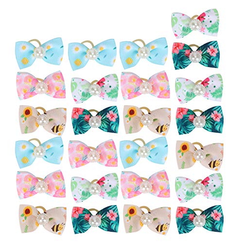 Zerodis 25PCS Hundehaarschleifen, Fruchtmuster Tierhaarschleifen Krawatte Welpe Teddy Gummiband Bogenhaarpflege Zubehör von Zerodis