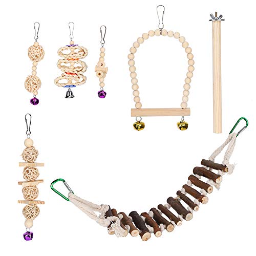 7 Stück Papagei Vogelkäfig Spielzeug, natürliche Holz Vogelschaukel Klettern Kauen Stehen Hängende Barsch Leiter Glockenspielzeug für Wellensittich, Sittich, Conure, Nymphensittich, Mynah, Liebesvögel 7 Stück Papagei Vogelkäfig Spielzeug, natürliche Holz Vogelschaukel Klettern Kauen Stehen Hängende Barsch Leiter Glockenspielzeug für Wellensittich, Sittich, Conure, Nymphensittich, Mynah, Liebesvögel von Zerodis
