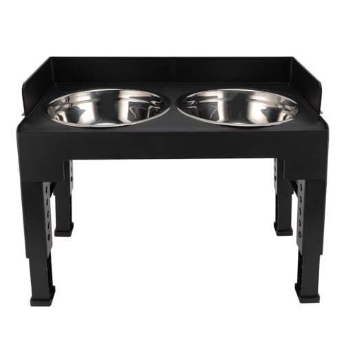 Anti -Slip -Edelstahl Erhöhte Hundefutter Wasserschale mit Verschüttetem Ständer, Große Kapazität Einstellbare Erhöhte Hundebereich für Mittlere Große Hunde (Black) von Zerodis