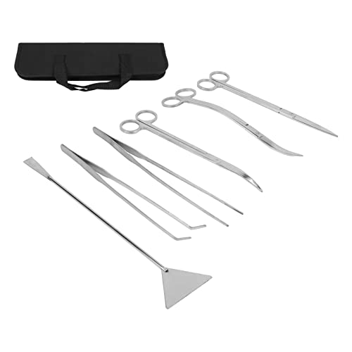 Aquarium Aquascape Tools Kit Aquarium Tools Kit Edelstahl ZubehöR FüR Aquarien Stahl Schere Pinzette Spachtel Terrarium Tools Set mit Aufbewahrungstasche FüR Aquarium Aquarium 6 in 1 von Zerodis