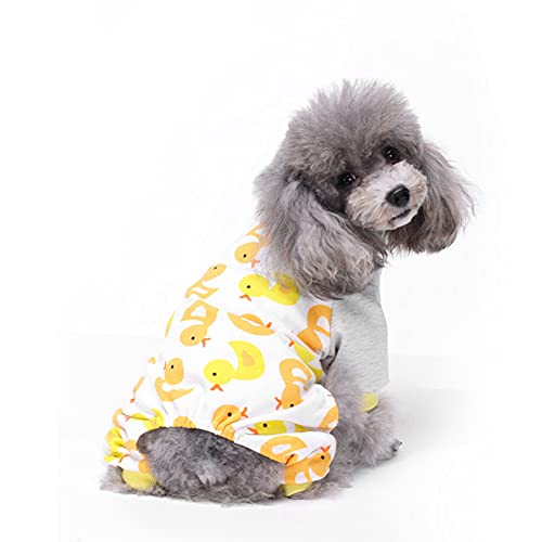 Cartoon-Welpen-Pyjama für Kleine Haustiere, Hundebekleidung, Katzen-Overall, Baumwollkleidung für Kleine Haustiere, Bekleidung, Heimkostüm, Weicher und Bequemer Overall für Hunde von Zerodis