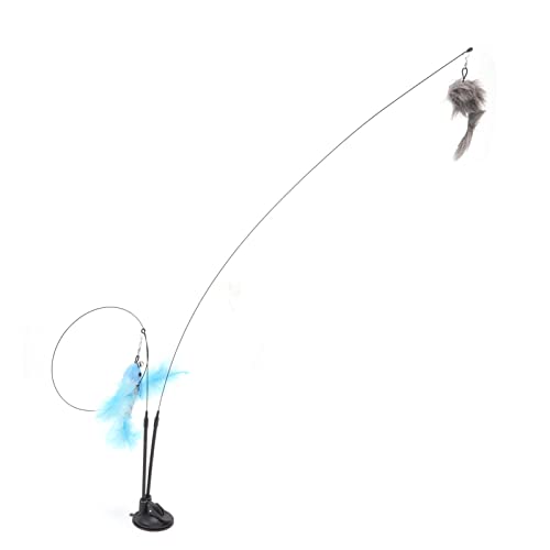Zerodis Cat Teaser Wand ToyKitten Toy Double End Removable Steel Wire Interactive Cat Teaser Stick Toy for Indoor Interactive Cat Feather Toys Cat Feather Wand Toy (Blauer Fliegender Fisch und graue Zerodis Cat Teaser Wand ToyKitten Toy Double End Removable Steel Wire Interactive Cat Teaser Stick Toy for Indoor Interactive Cat Feather Toys Cat Feather Wand Toy (Blauer Fliegender Fisch und graue von Zerodis