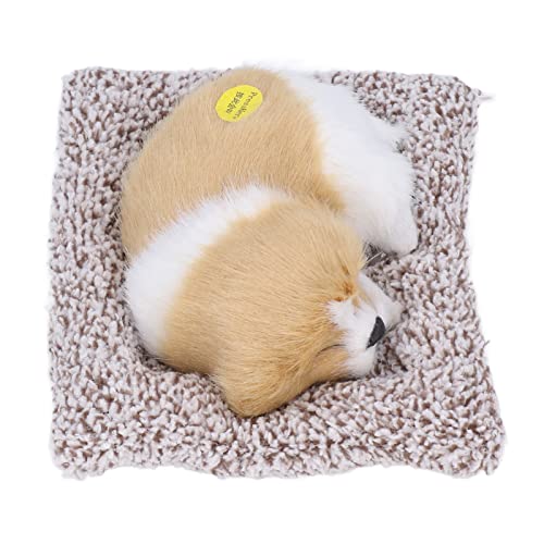 Entzückender Schlafender Welpe, Realistisches Plüsch-Hundespielzeug mit Sound, Perfekte - und Heimdekoration (Erdiger weißer Block schlafender Hund) von Zerodis
