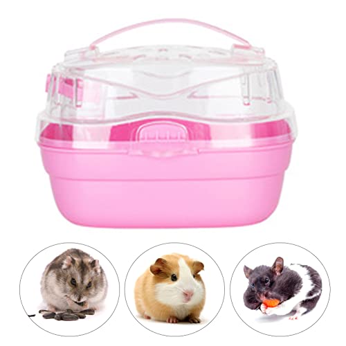 Großer Space Hamster Carrier Cage, Atmungsaktives Tragbares Käfig, Reiseträger für Hamster Hedgehog -Zwerg mit Zwerg Hedgehog Ausgeschlossenes Reisen Leicht zu Tragen (PINK) von Zerodis