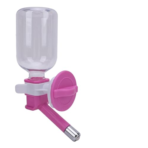 Hanging Hundekäfigflasche Edelstahlkugellager Wassertrinker für Katzenhunde, Platz Sparende Wasserfuttermittel für Kleine Tierische Käfig (Rosenrot) von Zerodis