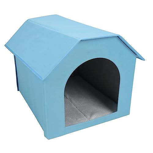 Haustierhütte für den Innen- und Außenbereich, Faltbare Hundehütte für Welpen (Blau) von Zerodis