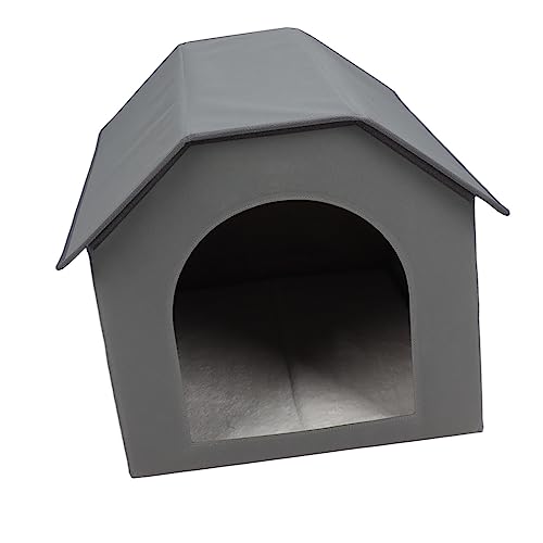 Haustierhütte für den Innen- und Außenbereich, Faltbare Hundehütte für Welpen (Grau) von Zerodis