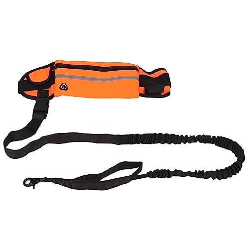Hundeleine Hände Frei Stoßdämpfung Reflektierende Hundelaufleine mit Reißverschlusstasche für Hunde Beim Gehen, Joggen, Laufen (Orange) von Zerodis