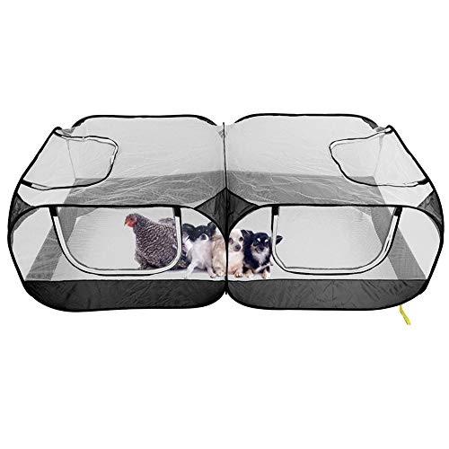 Pet Cage Zelt, tragbare transparente Pet Playpen Cage Zelt Chicken Run Coop mit Abdeckung für Hen Duck Puppy Cat Rabbit(schwarz) von Zerodis