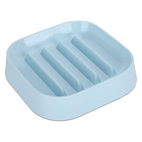 Pet Feeding Bowl, Lebensmittelqualität Kunststoff quadratische Form Feeding Bowl Pet Slow Food Anti-Choking-Schüssel Gesundes Design Hunde Katzen Schüssel(Blau) von Zerodis