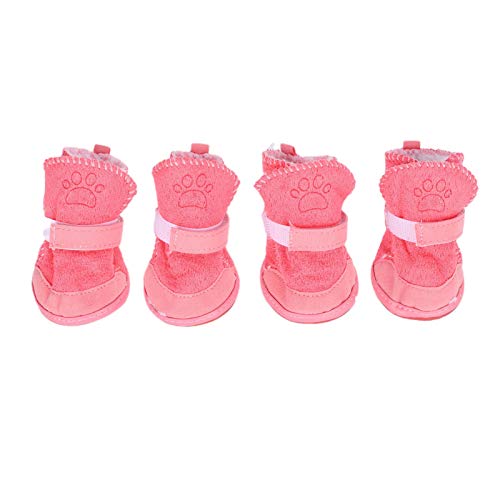Plüsch-Hundeschuhe für Haustiere, hält warm, Wanderschuhe, rutschfeste Hundestiefel mit Hakenverschluss, schützt die Pfoten vor Verletzungen, 4 Stück, Winter, rutschfeste Hundestiefel, Reisezubehör, Plüsch-Hundeschuhe für Haustiere, hält warm, Wanderschuhe, rutschfeste Hundestiefel mit Hakenverschluss, schützt die Pfoten vor Verletzungen, 4 Stück, Winter, rutschfeste Hundestiefel, Reisezubehör, von Zerodis