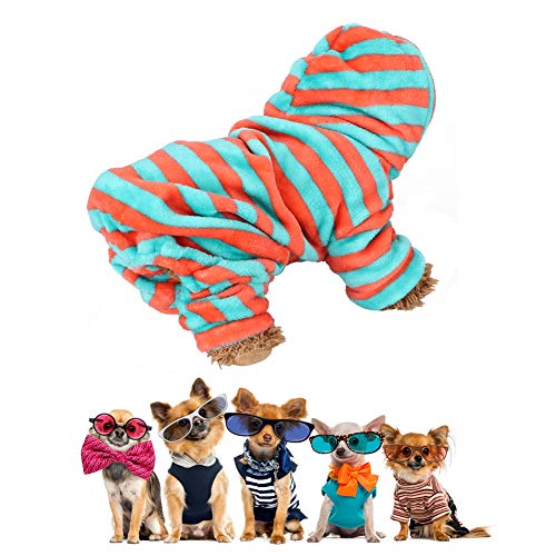 Plüschhundetuherie, Winter Weiches Fleece -Hundestreifenkleidung 4 -Bein Warm Warmer Haustier Jumpsuit für Kleine Hunde Welpe, Modisches und Komfortables Design, Weiches und Gemütliches Fleece (L) von Zerodis