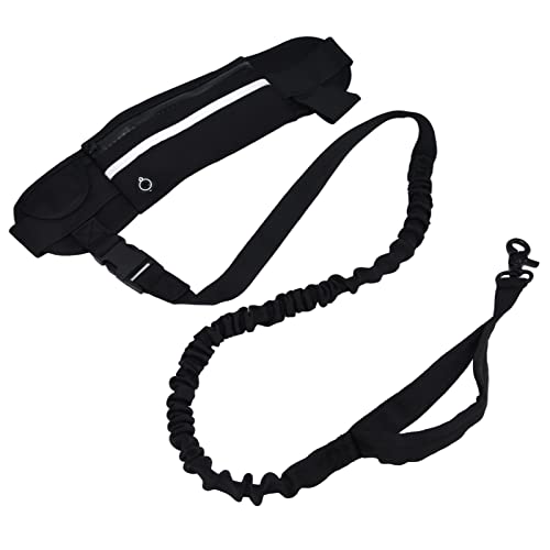 Sport-Gürteltaschen-Leine-Set Zum Laufen, Hand-Hundeleine mit Abnehmbarer Reißverschlusstasche, Reflektierendes Elastisches Zugseil, Neopren-Material (Black) von Zerodis